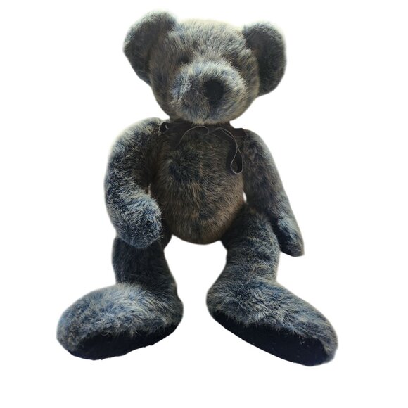 Vintage Benson Russ Plush Teddy Bear 18" Gray & Black Soft Toy - Picture 1 of 6